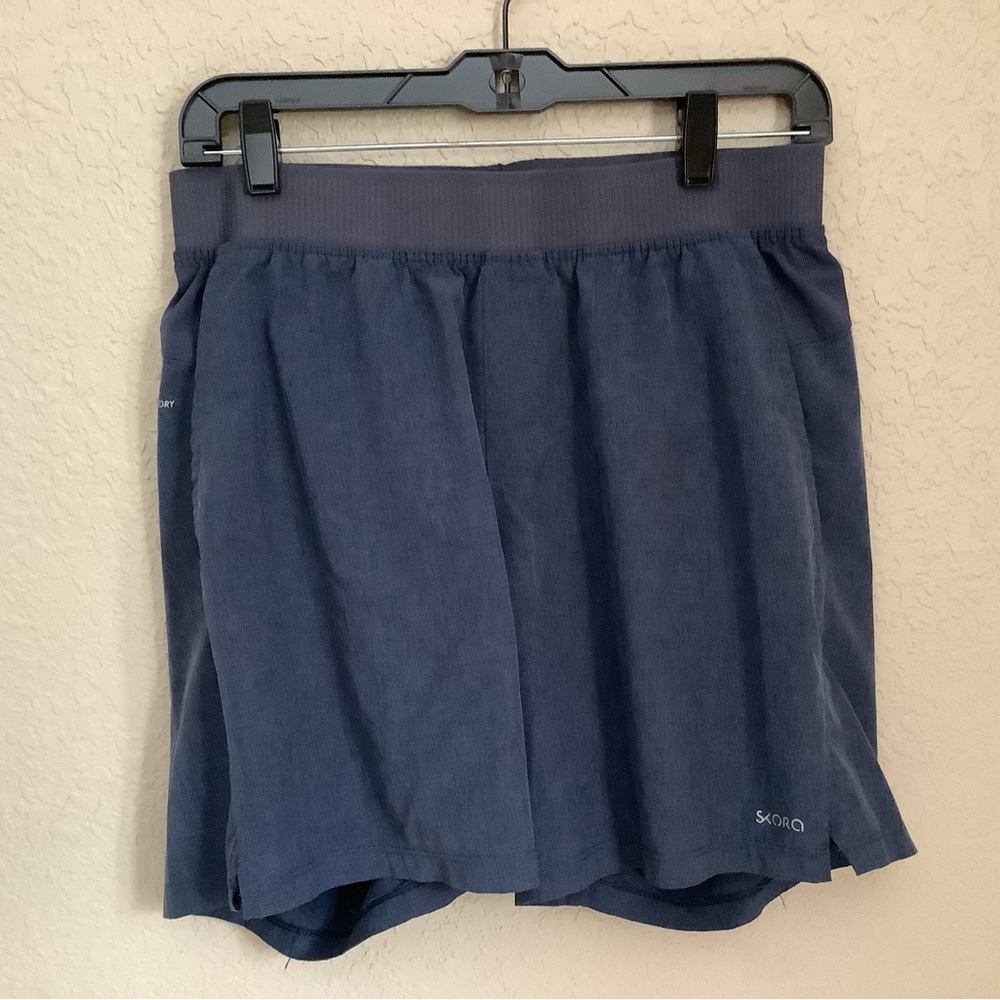 Blue Athletic Shorts with Elastic Waistband and Breathable Fabric